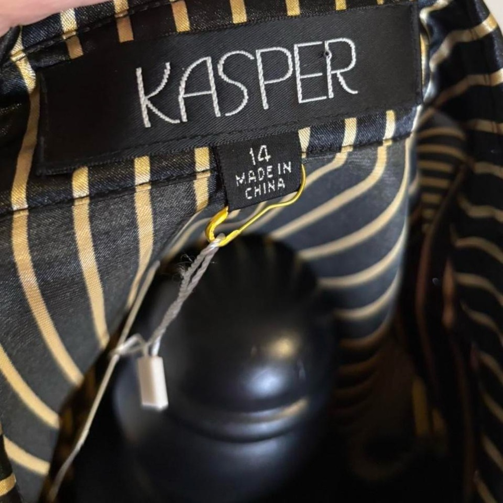 Vintage Kasper Black and Gold Striped Blouse NWT Size 14 - Picture 7 of 12